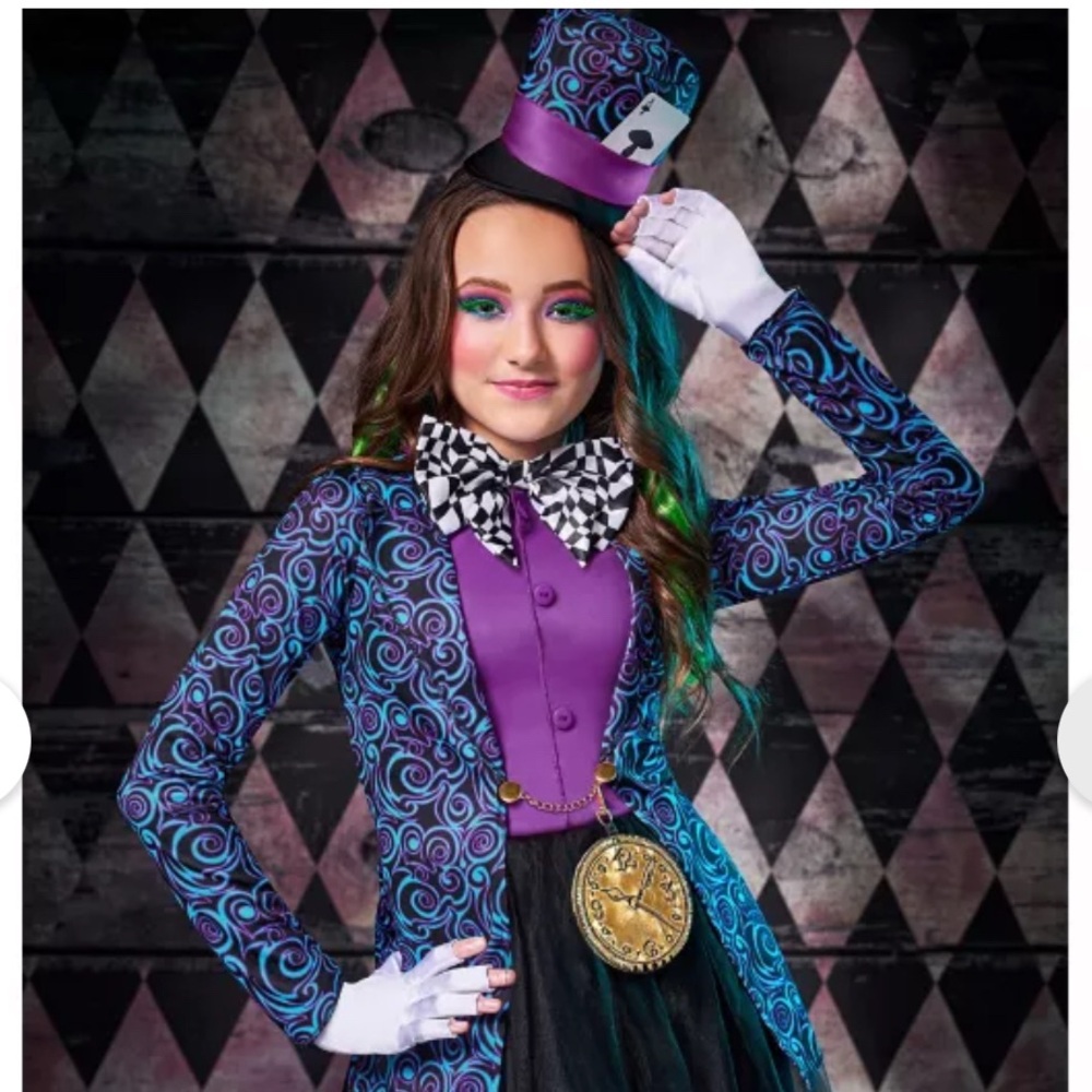 New In Package Twisted Hatter Girls XL Halloween Costume